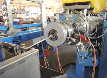 Extrusion line for medical tubes